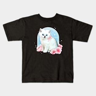 Cute y2k Aesthetic Cat Flower 90s 2000s Vintage  Graphic Kids T-Shirt